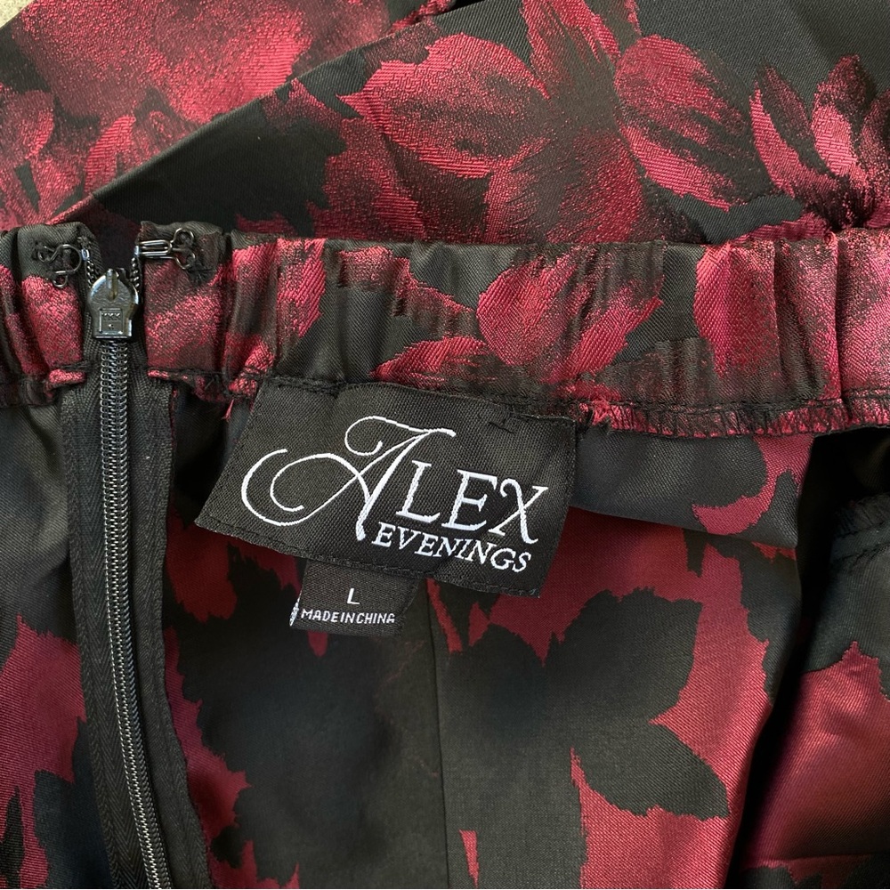 Alex Evenings | Black Floral Midi Skirt Brocade Dark Romantic - Picture 9 of 9